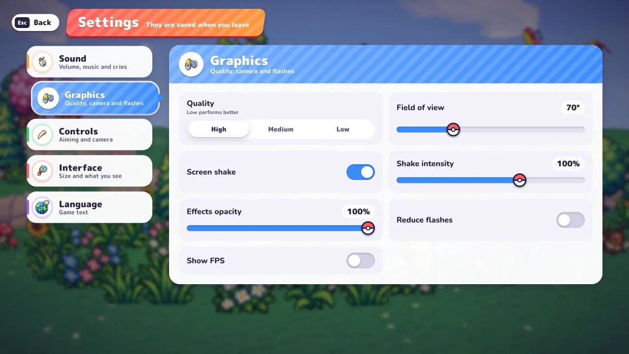 The original game’s Graphics menu with quality choices and Show FPS