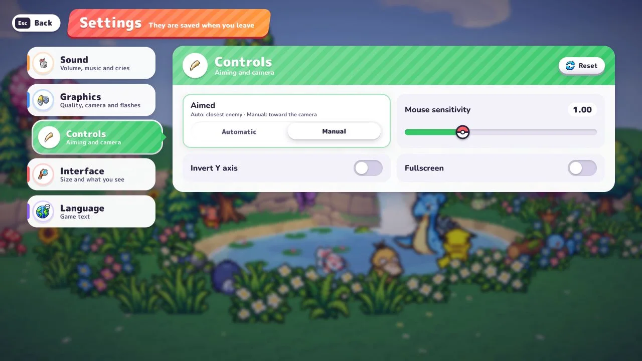 The original game’s Controls menu with Manual selected and the two aiming descriptions
